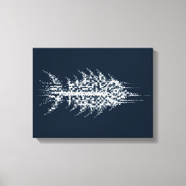 Glitch Pixel Weiß Fisch Wandkunst Leinwanddruck