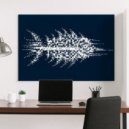 Glitch Pixel Weiße Fisch Wandkunst Poster