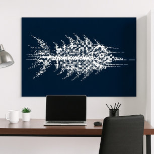 Glitch Pixel Weiße Fisch Wandkunst Poster
