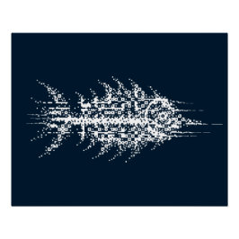 Glitch Pixel Weiße Fisch Wandkunst Poster