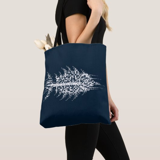 Glitch Pixel Weißer Fisch Tasche (Von Nahem)