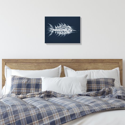 Glitch Pixel White Fish Wall Art Leinwanddruck (Insitu (Schlafzimmer))