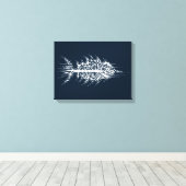 Glitch Pixel White Fish Wall Art Leinwanddruck (Insitu (Holzboden))