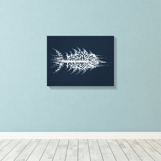 Glitch Pixel White Fish Wall Art Leinwanddruck (Insitu (Holzboden))