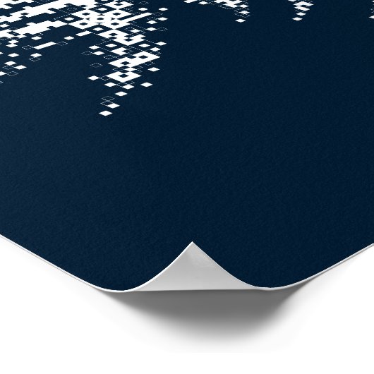 Glitch Pixel White Fish Wall Art Poster (Ecke)