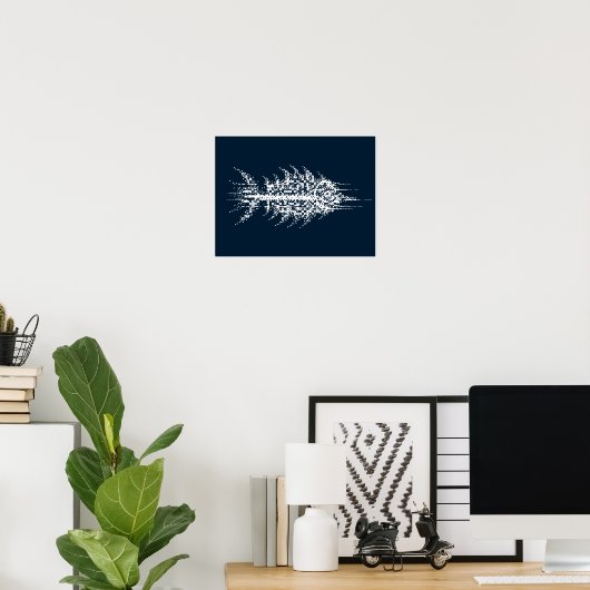 Glitch Pixel White Fish Wall Art Poster (Heimbüro)
