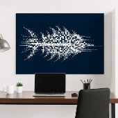 Glitch Pixel White Fish Wall Art Poster
