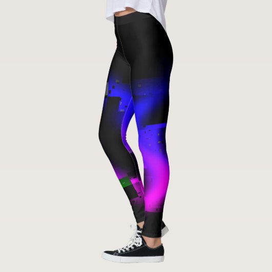 Glitch Plasma Black Leggings (Links)