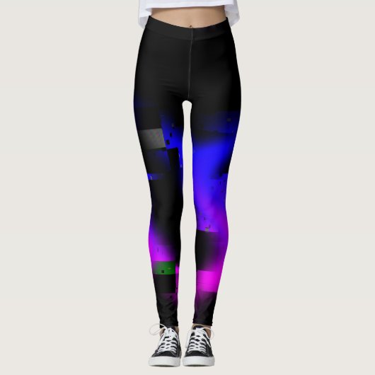 Glitch Plasma Black Leggings (Vorderseite)
