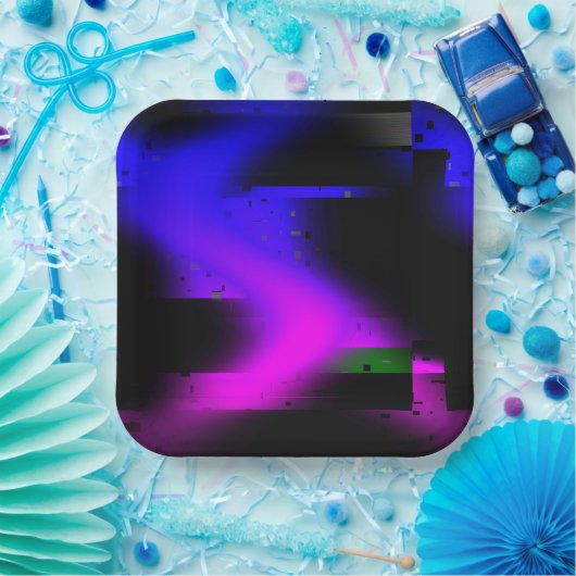 Glitch Plasma Black Pappteller (Party)