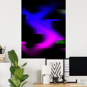 Glitch Plasma Black Poster