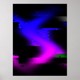 Glitch Plasma Black Poster
