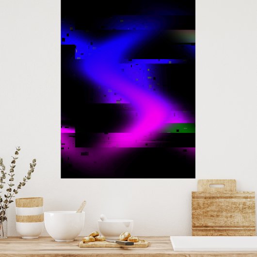 Glitch Plasma Black Poster (Küche)
