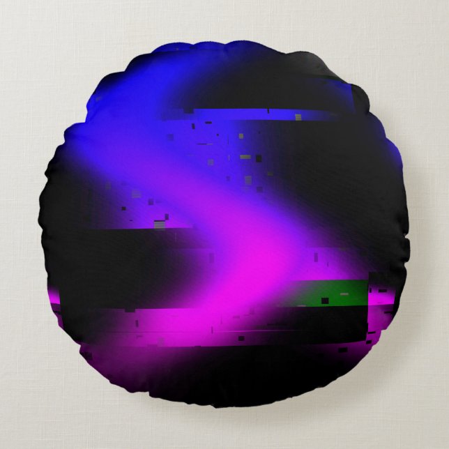 Glitch Plasma Black Rundes Kissen (Vorderseite)