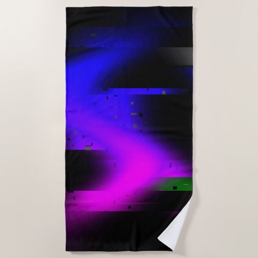 Glitch Plasma Black Strandtuch (Vorderseite)