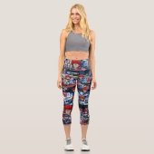 Glitch Retro Anime  Capri Leggings (Vorderseite)
