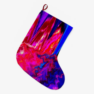 Glitch Rot und Blau Großer Weihnachtsstrumpf