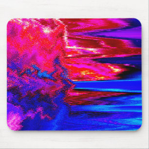 Glitch Rot und Blau Mousepad
