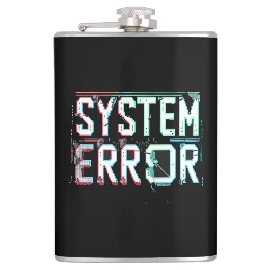 Glitch Schriftart Systemfehler, Cyberpunk-Pixel Flachmann (Vorderseite)