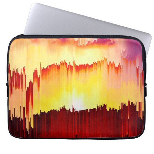 Glitch-Sonnenuntergangs-Himmel Abstrakt Kunst Laptopschutzhülle (Vorderseite)