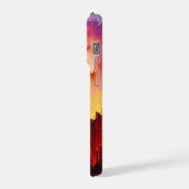 Glitch-Sonnenuntergangs-Himmel Abstrakte Kunst iPhone Hülle (Linke Seite)