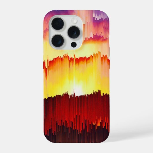 Glitch-Sonnenuntergangs-Himmel Abstrakte Kunst iPhone Hülle (Rückseite)