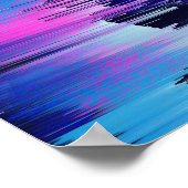 Glitch Sunset Abstract Landscape Poster (Ecke)