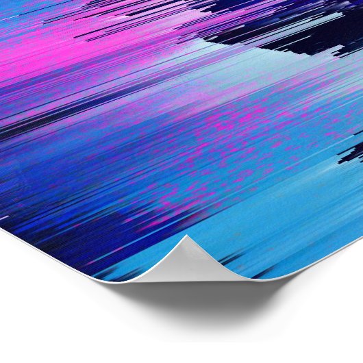 Glitch Sunset Abstract Landscape Poster (Ecke)
