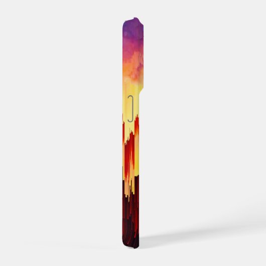 Glitch Sunset Sky Abstract Art iPhone Hülle (Rechte Seite)