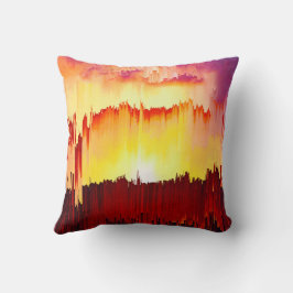 Glitch Sunset Sky Abstract Art Kissen