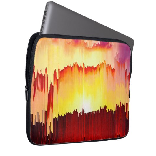 Glitch Sunset Sky Abstract Art Laptopschutzhülle (Vorne Rechts)