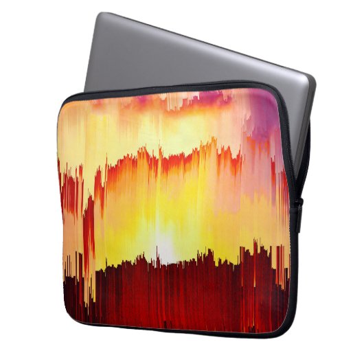 Glitch Sunset Sky Abstract Art Laptopschutzhülle (Vorderseite Links)