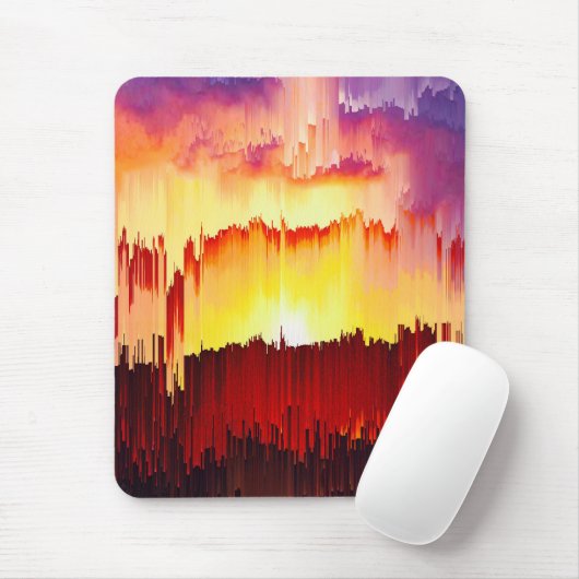 Glitch Sunset Sky Abstract Art Mousepad (Mit Mouse)