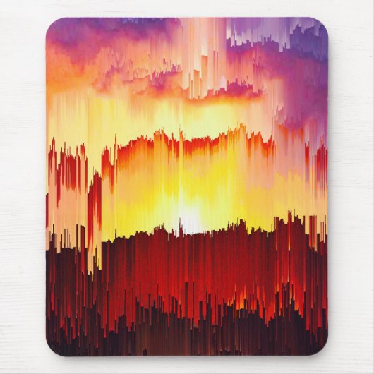 Glitch Sunset Sky Abstract Art Mousepad (Vorne)
