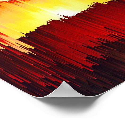 Glitch Sunset Sky Abstract Art Poster (Ecke)