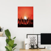 Glitch Sunset Skyline Abstract Poster (Heimbüro)