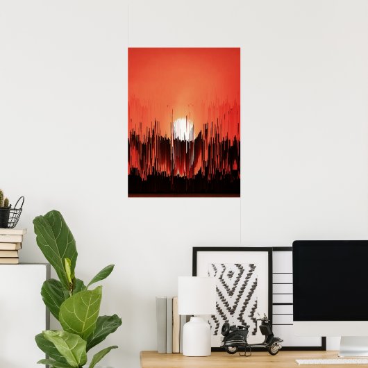Glitch Sunset Skyline Abstract Poster (Heimbüro)