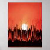 Glitch Sunset Skyline Abstract Poster (Vorne)