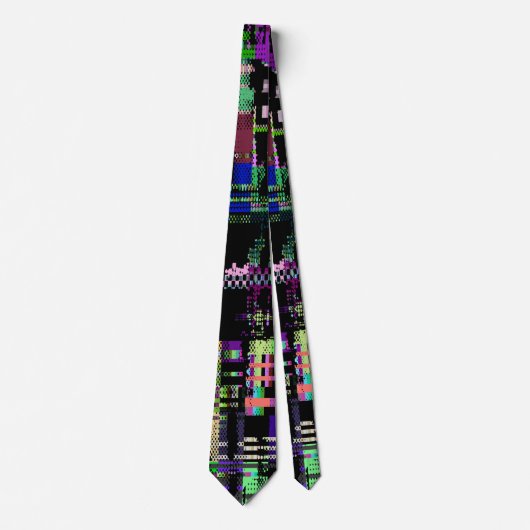 Glitch tech abstract pattern print krawatte (Vorderseite)