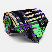 Glitch tech abstract pattern print krawatte (Gerollt)