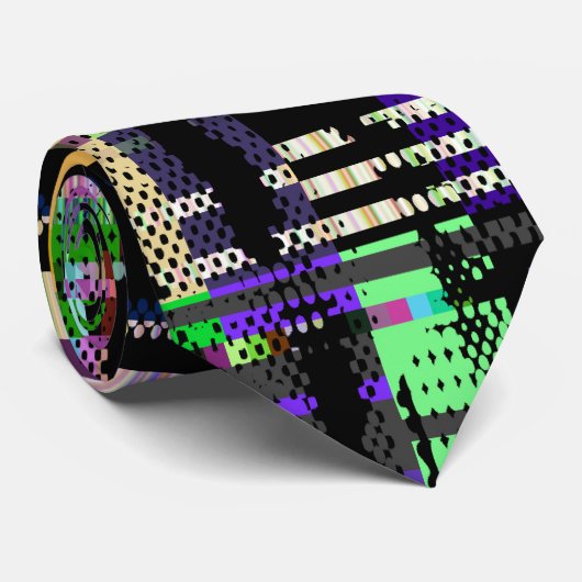 Glitch tech abstract pattern print krawatte (Gerollt)