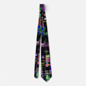 Glitch tech abstract pattern print krawatte (Rückseite)