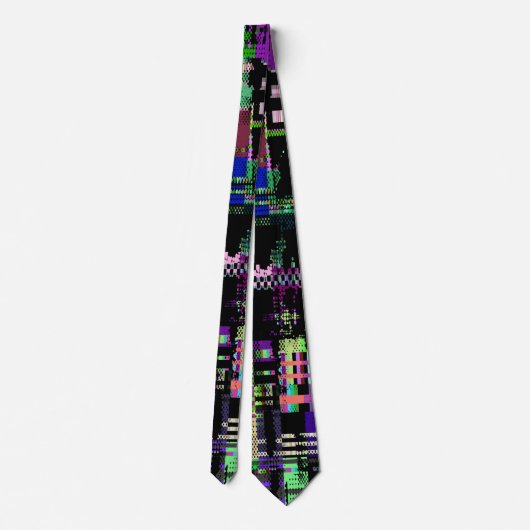 Glitch tech abstract pattern print krawatte (Rückseite)