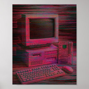 Glitch-Terminal Vaporwave-Techcore-Plakat Poster