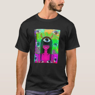 Glitchcore Anime Demon Girl Eye weiße Kleider