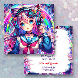 Glitchcore Colorful Anime Artwork Geburtstagsparty Einladung