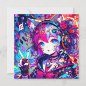 Glitchcore Farbenfrohe Anime Girl Artwork Blank (Vorderseite)