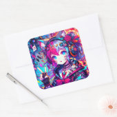 Glitchcore Farbenspiel Quadratischer Aufkleber (Umschlag)