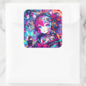 Glitchcore Farbenspiel Quadratischer Aufkleber (Tasche)