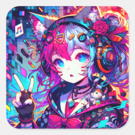 Glitchcore Farbenspiel Quadratischer Aufkleber